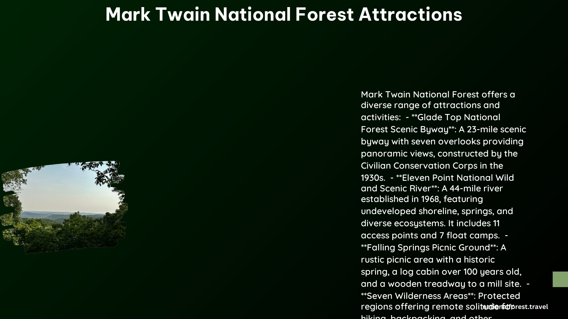 mark twain national forest attractions