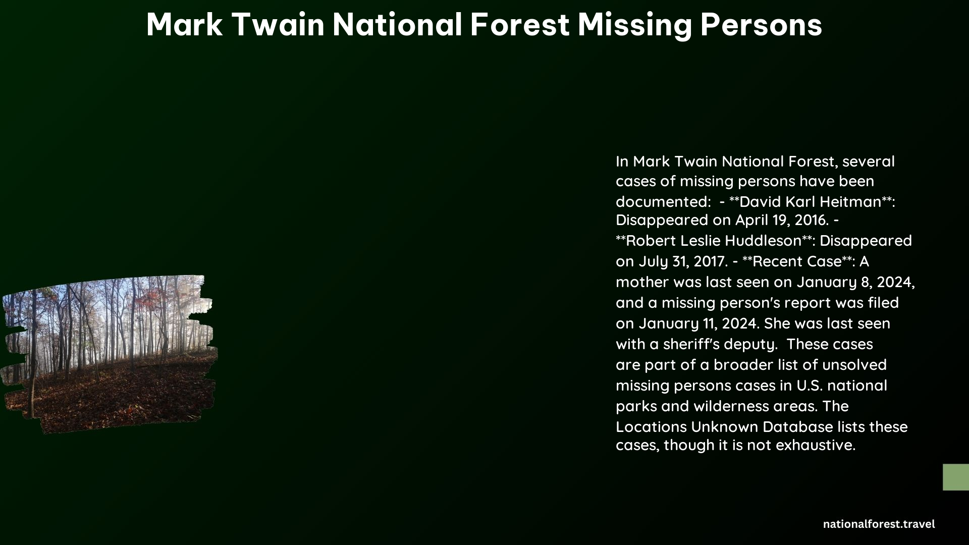 mark twain national forest missing persons