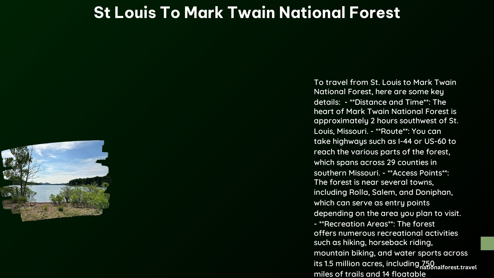 st louis to mark twain national forest